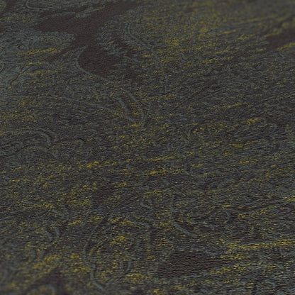 Livingwalls Maha Dubai Klassische Vliestapete Schwarz Blau Gelb Gold 10,05 m x 0,53 m