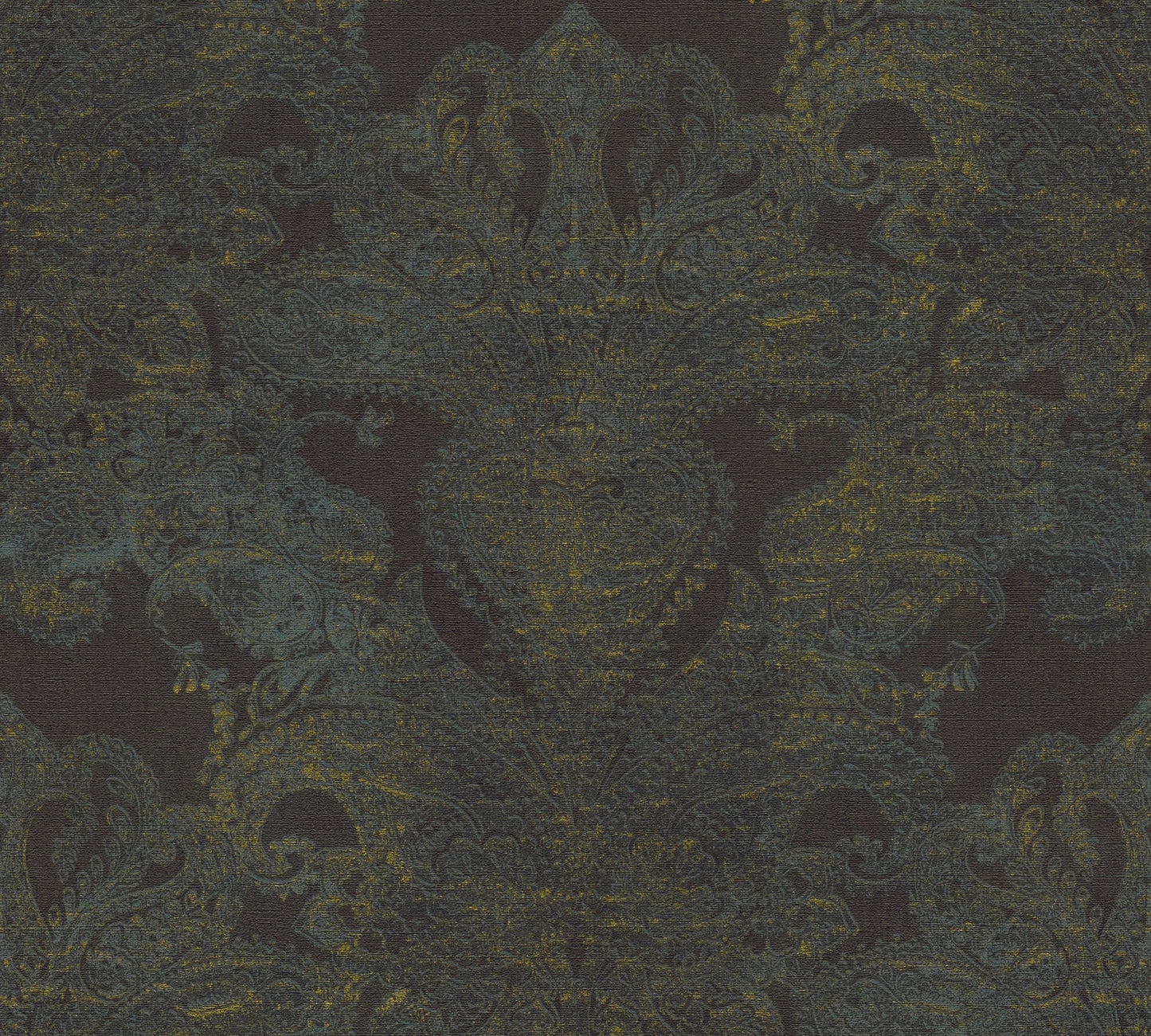 Livingwalls Maha Dubai Klassische Vliestapete Schwarz Blau Gelb Gold 10,05 m x 0,53 m