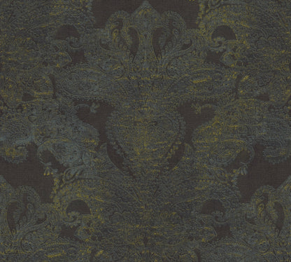 Livingwalls Maha Dubai Klassische Vliestapete Schwarz Blau Gelb Gold 10,05 m x 0,53 m