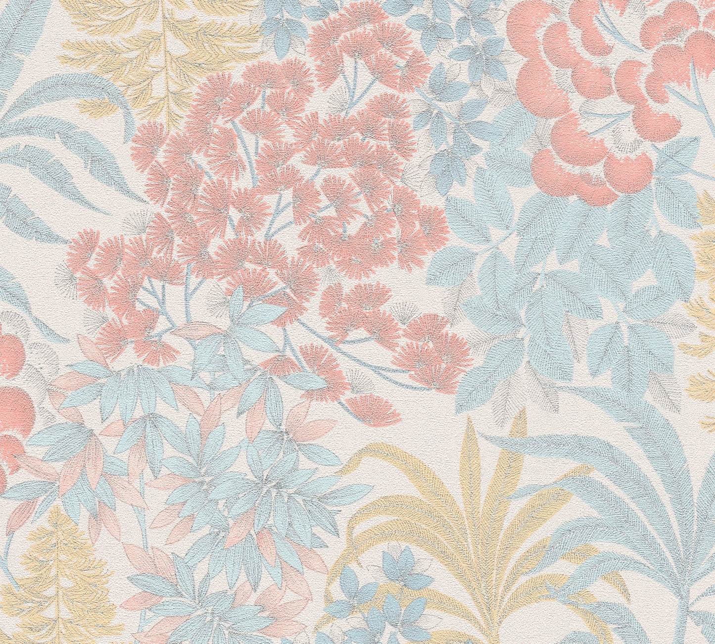Livingwalls Zoe Miami Blätter Vliestapete Weiß Blau Gelb Rosa 10,05 m x 0,53 m