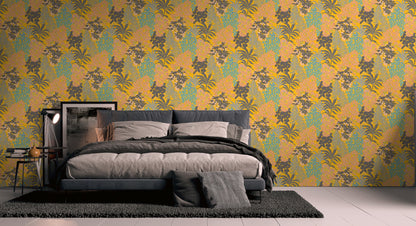 Livingwalls Zoe Miami Blätter Vliestapete Gelb Schwarz Rosa Blau 10,05 m x 0,53 m