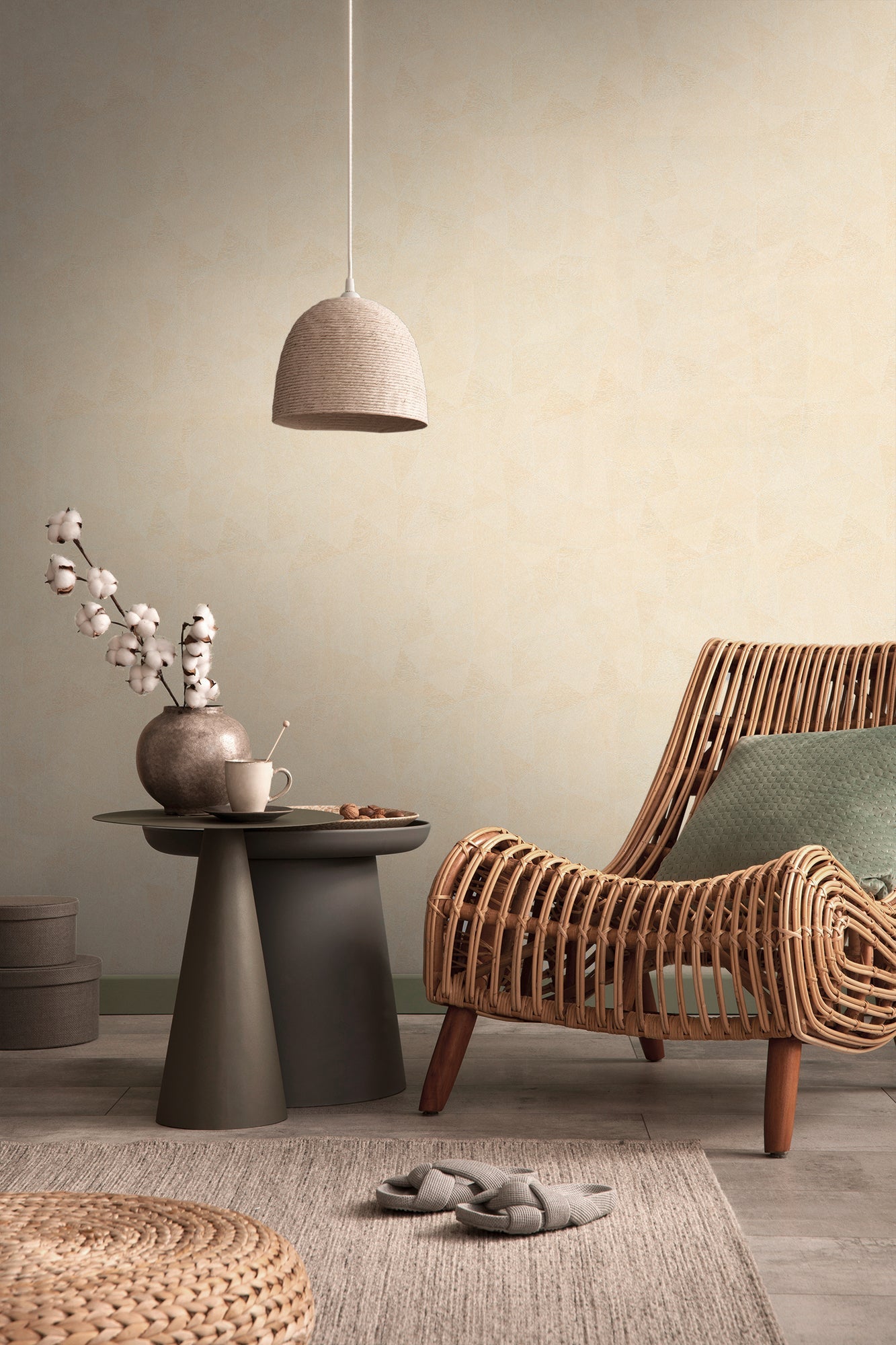 Livingwalls Lea Bali Geometrische Vliestapete Beige 10,05 m x 0,53 m