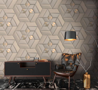 Fototapete Geometrisch Beige Gold - 1,59 m x 2,80 m