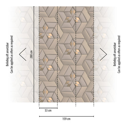 Fototapete Geometrisch Beige Gold - 1,59 m x 2,80 m
