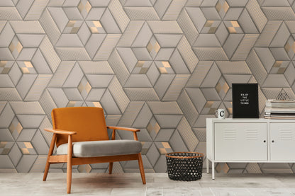 Fototapete Geometrisch Beige Gold - 1,59 m x 2,80 m