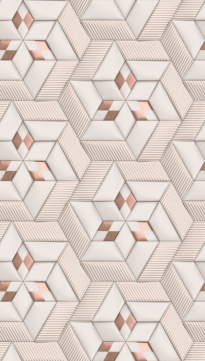 Fototapete Geometrisch Weiß Rosé - 1,59 m x 2,80 m