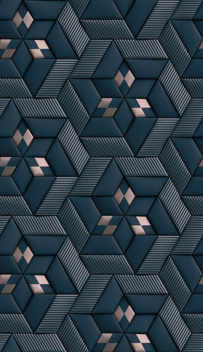 Fototapete Geometrisch Blau - 1,59 m x 2,80 m