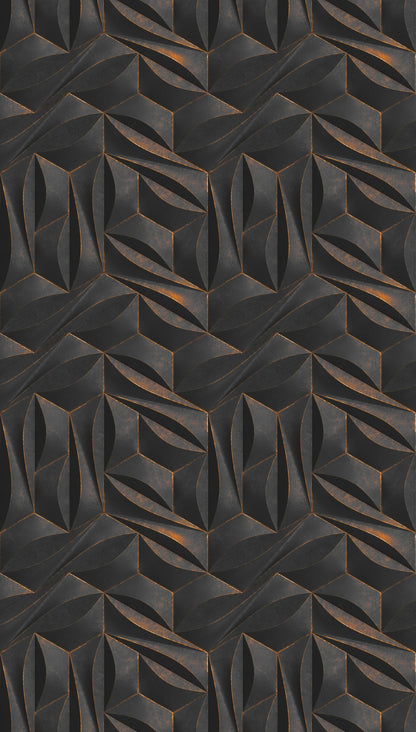 Fototapete Geometrisch Schwarz Gold - 1,59 m x 2,80 m