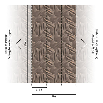 Fototapete Geometrisch Taupe Beige - 1,59 m x 2,80 m
