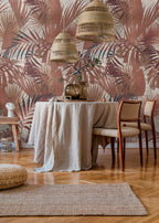 Fototapete Tropische Blätter Terrakotta Beige - 1,59 m x 2,80 m