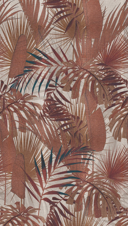 Fototapete Tropische Blätter Terrakotta Beige - 1,59 m x 2,80 m