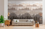 Fototapete Wald Nebel Beige Braun - 1,59 m x 2,80 m