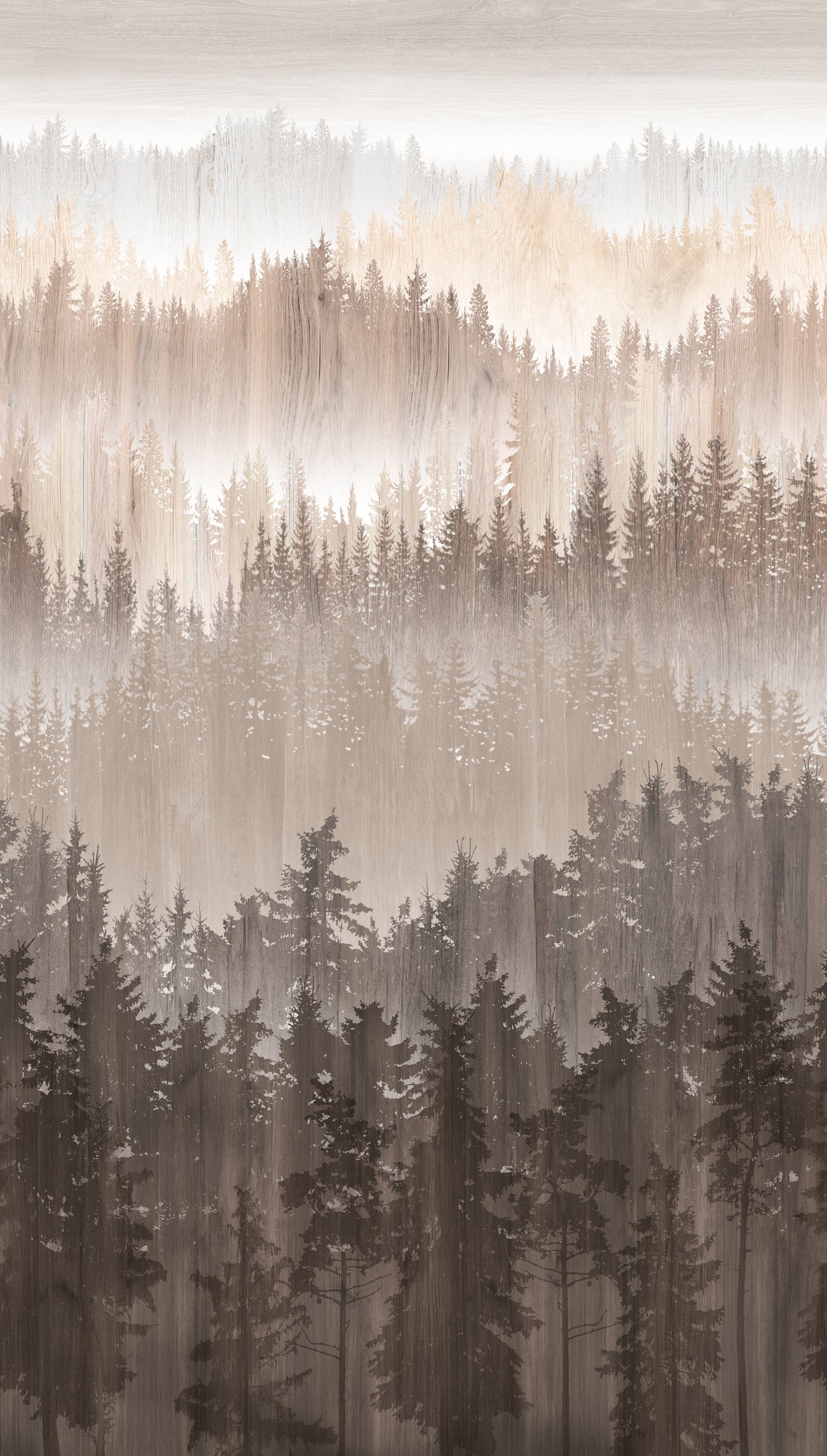 Fototapete Wald Nebel Beige Braun - 1,59 m x 2,80 m