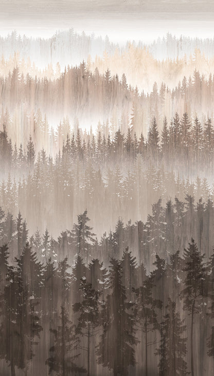 Fototapete Wald Nebel Beige Braun - 1,59 m x 2,80 m