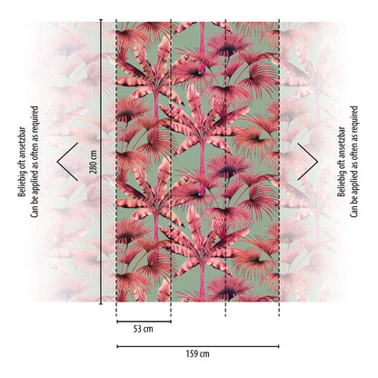 Fototapete Palmen Rosa Pink - 1,59 m x 2,80 m