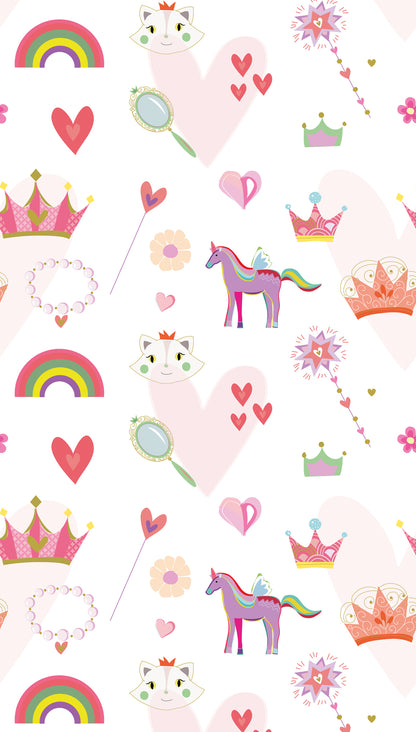 Fototapete Einhorn Prinzessin Rosa - 1,59 m x 2,80 m