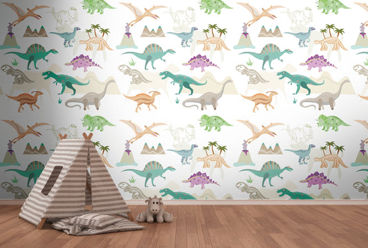 Fototapete Dinosaurier Pastell - 1,59 m x 2,80 m