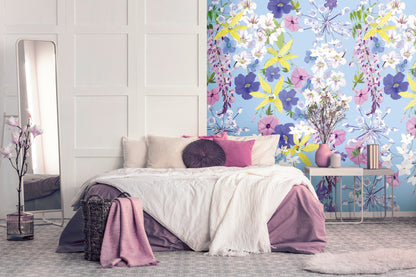 Fototapete Blumen Blau - 1,59 m x 2,80 m