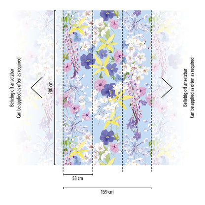 Fototapete Blumen Blau - 1,59 m x 2,80 m