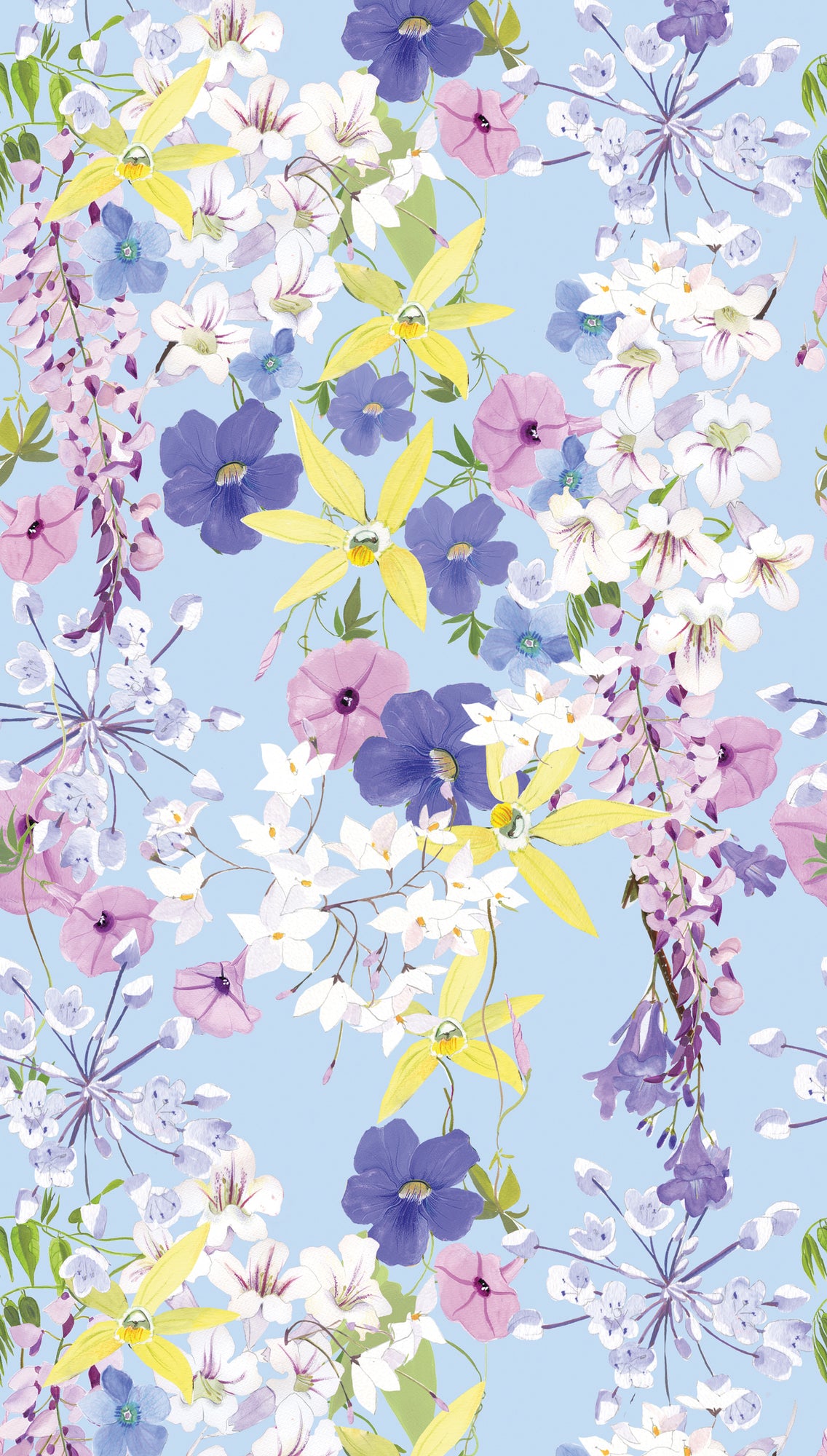 Fototapete Blumen Blau - 1,59 m x 2,80 m