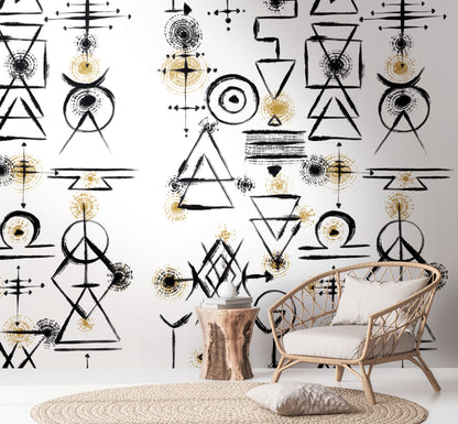 Fototapete Geometrisches Design Schwarz Gold - 1,59 m x 2,80 m
