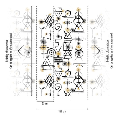 Fototapete Geometrisches Design Schwarz Gold - 1,59 m x 2,80 m