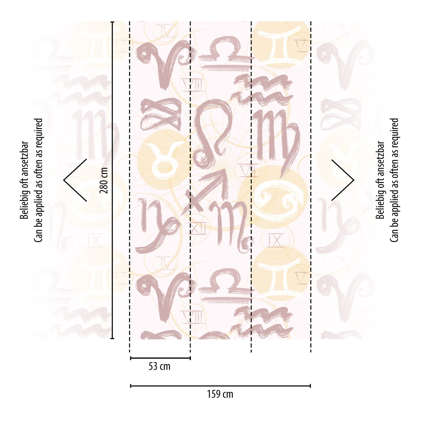 Fototapete Sternzeichen Beige Rosé - 1,59 m x 2,80 m