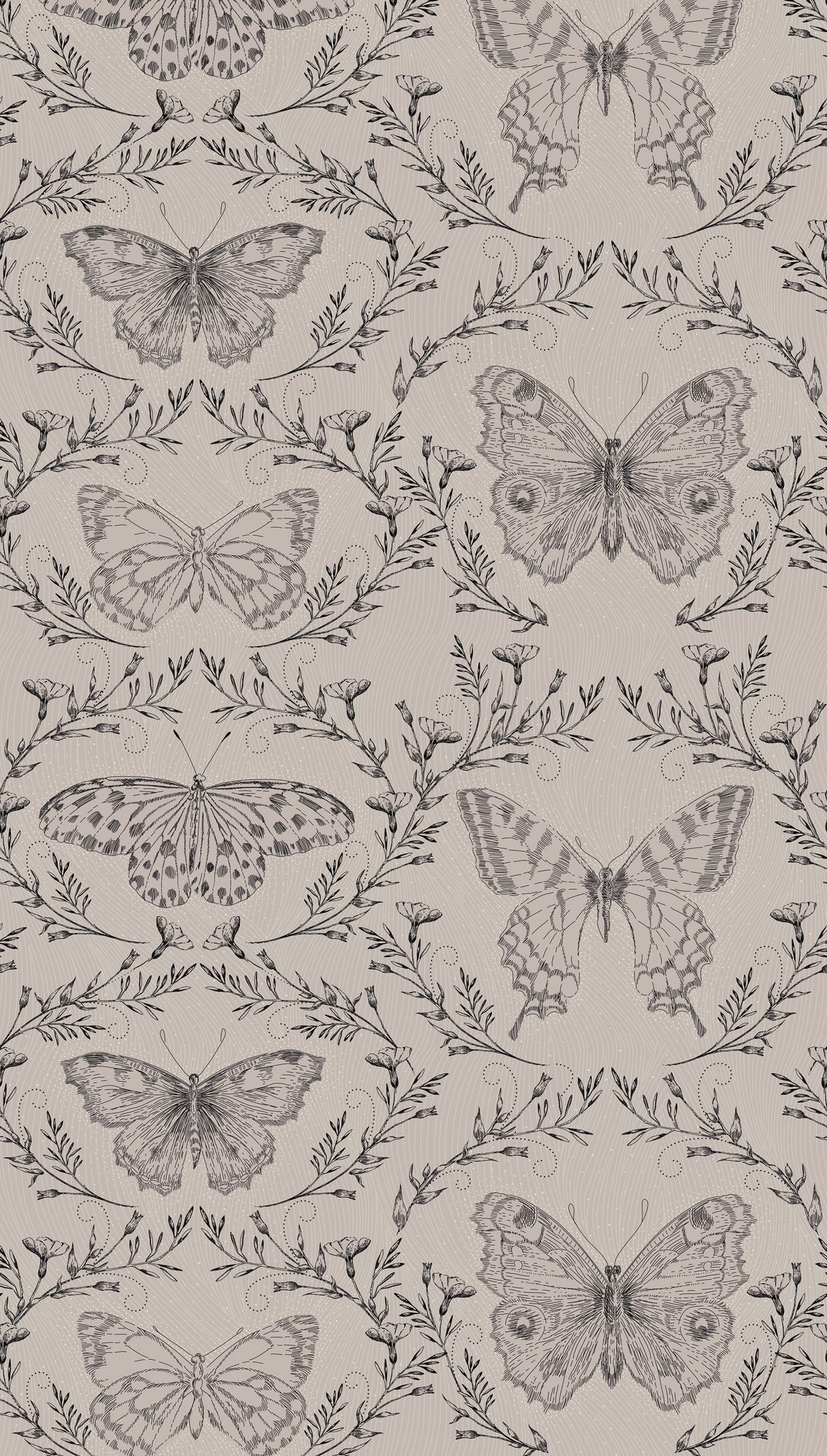 Fototapete Schmetterlinge Beige Grau - 1,59 m x 2,80 m