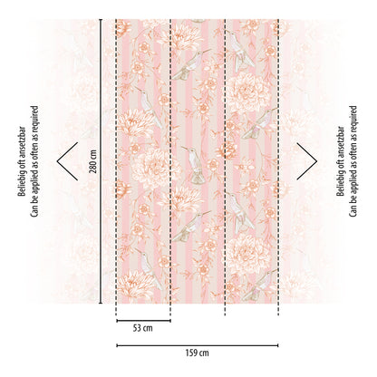 Fototapete Blumen Kolibri Rosa - 1,59 m x 2,80 m