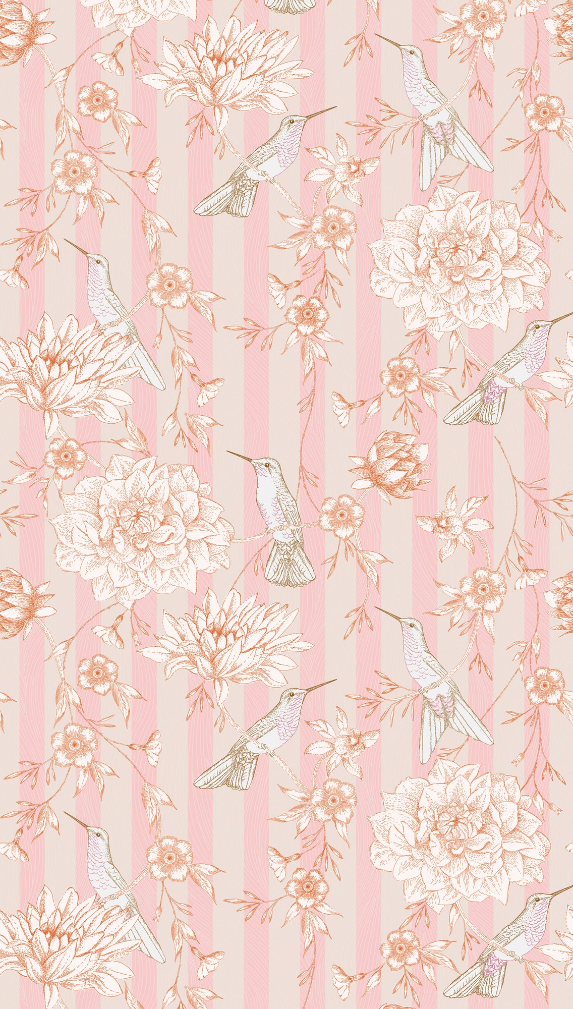 Fototapete Blumen Kolibri Rosa - 1,59 m x 2,80 m