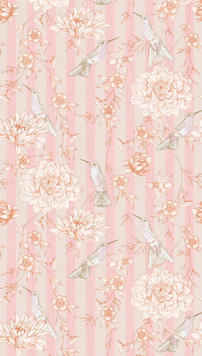 Fototapete Blumen Kolibri Rosa - 1,59 m x 2,80 m