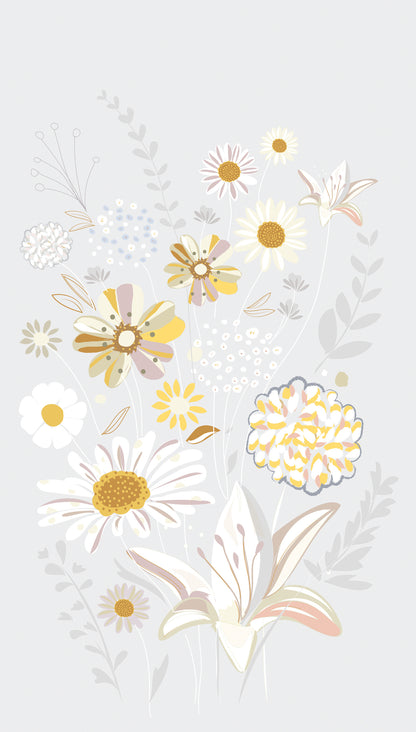 Fototapete Blumen Grau Gelb - 1,59 m x 2,80 m