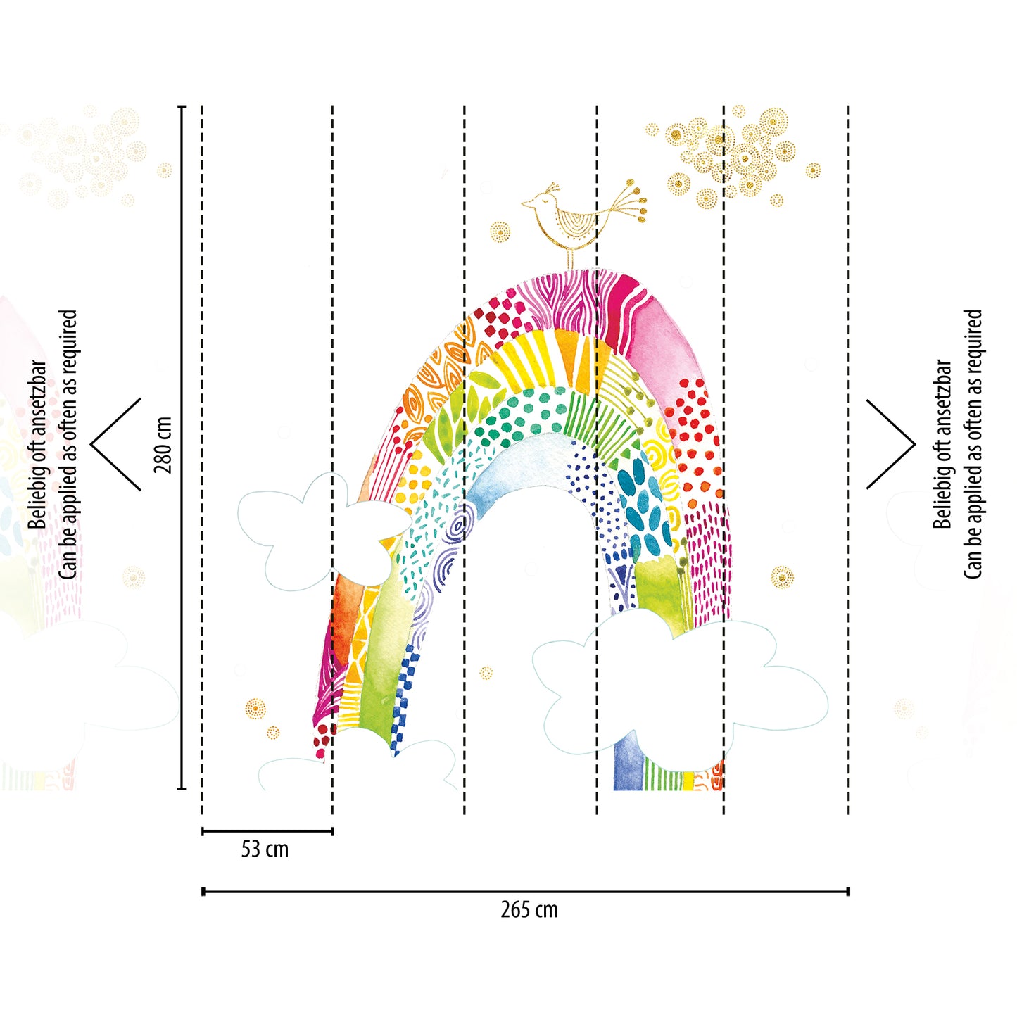 Fototapete Regenbogen Bunt - 2,65 m x 2,80 m