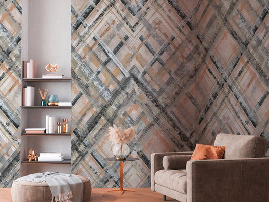 Fototapete Geometrisch Beige Grau - 2,65 m x 2,80 m