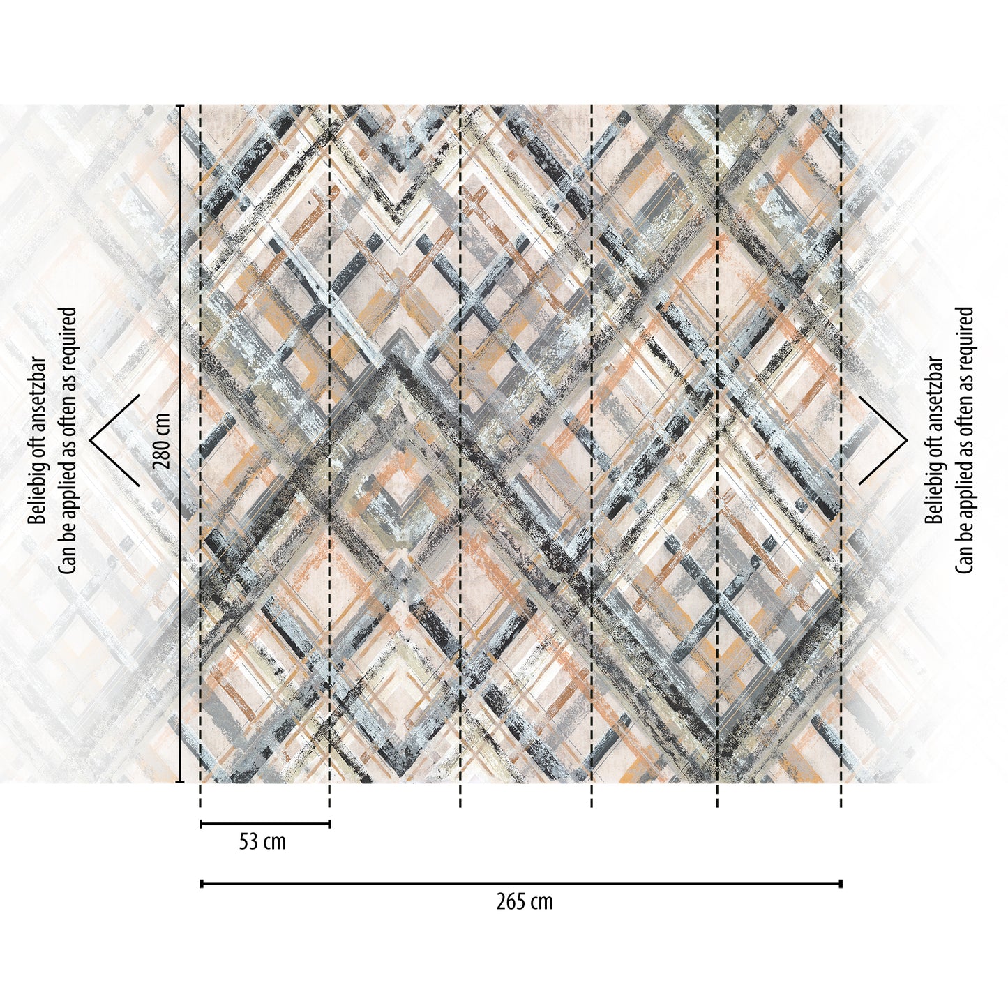 Fototapete Geometrisch Beige Grau - 2,65 m x 2,80 m