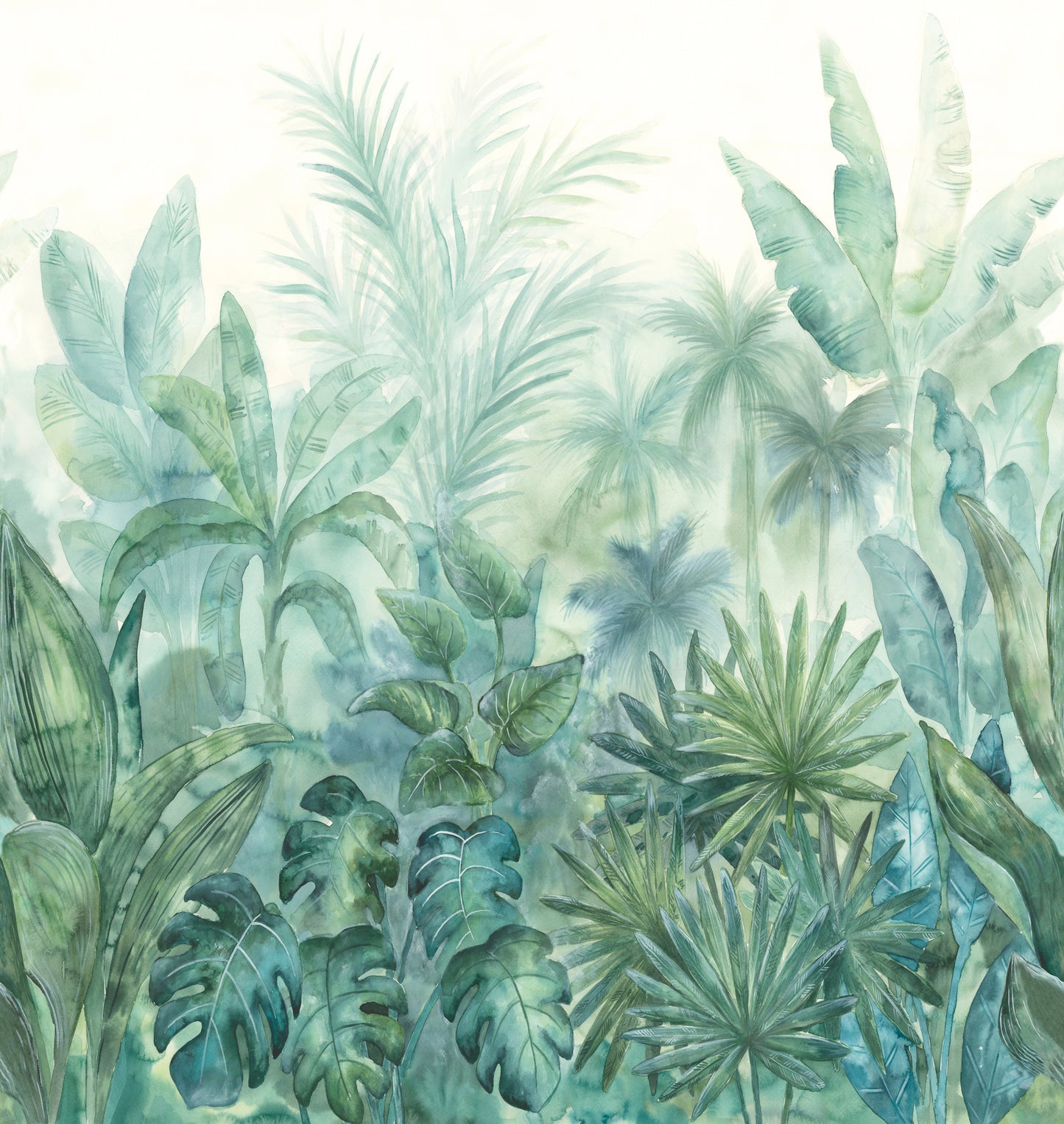 Fototapete Dschungel Aquarell – 2,80 m x 2,65 m