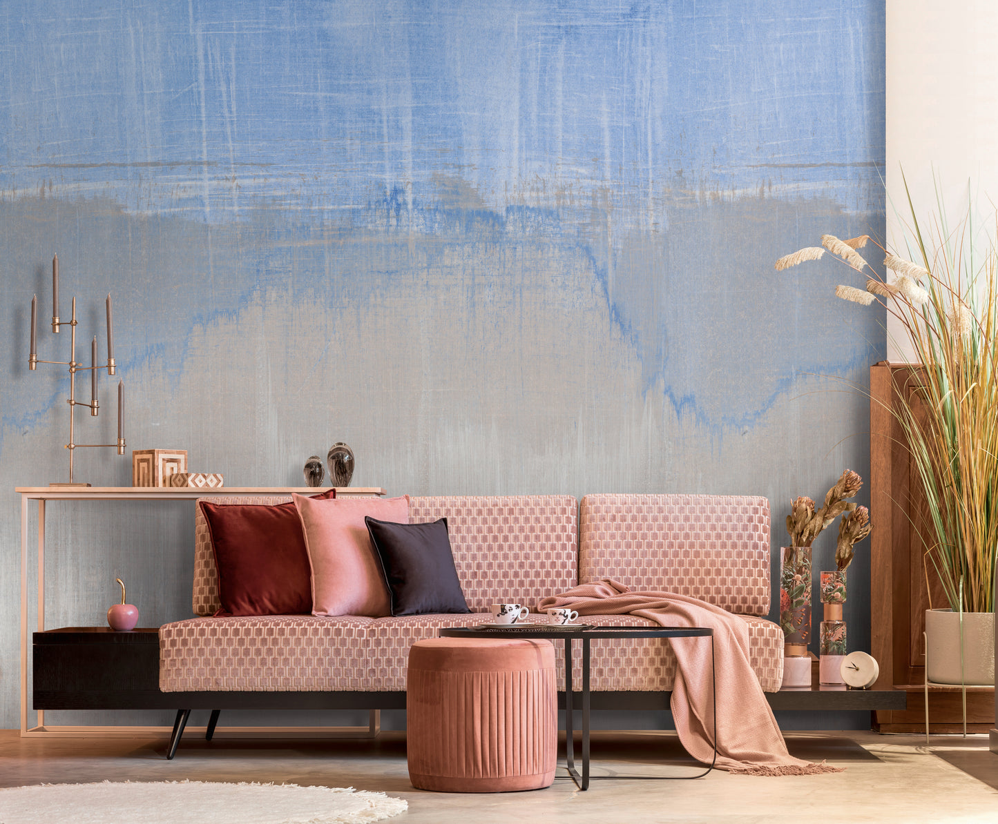 Fototapete Abstrakt Blau Beige - 2,12 m x 2,80 m