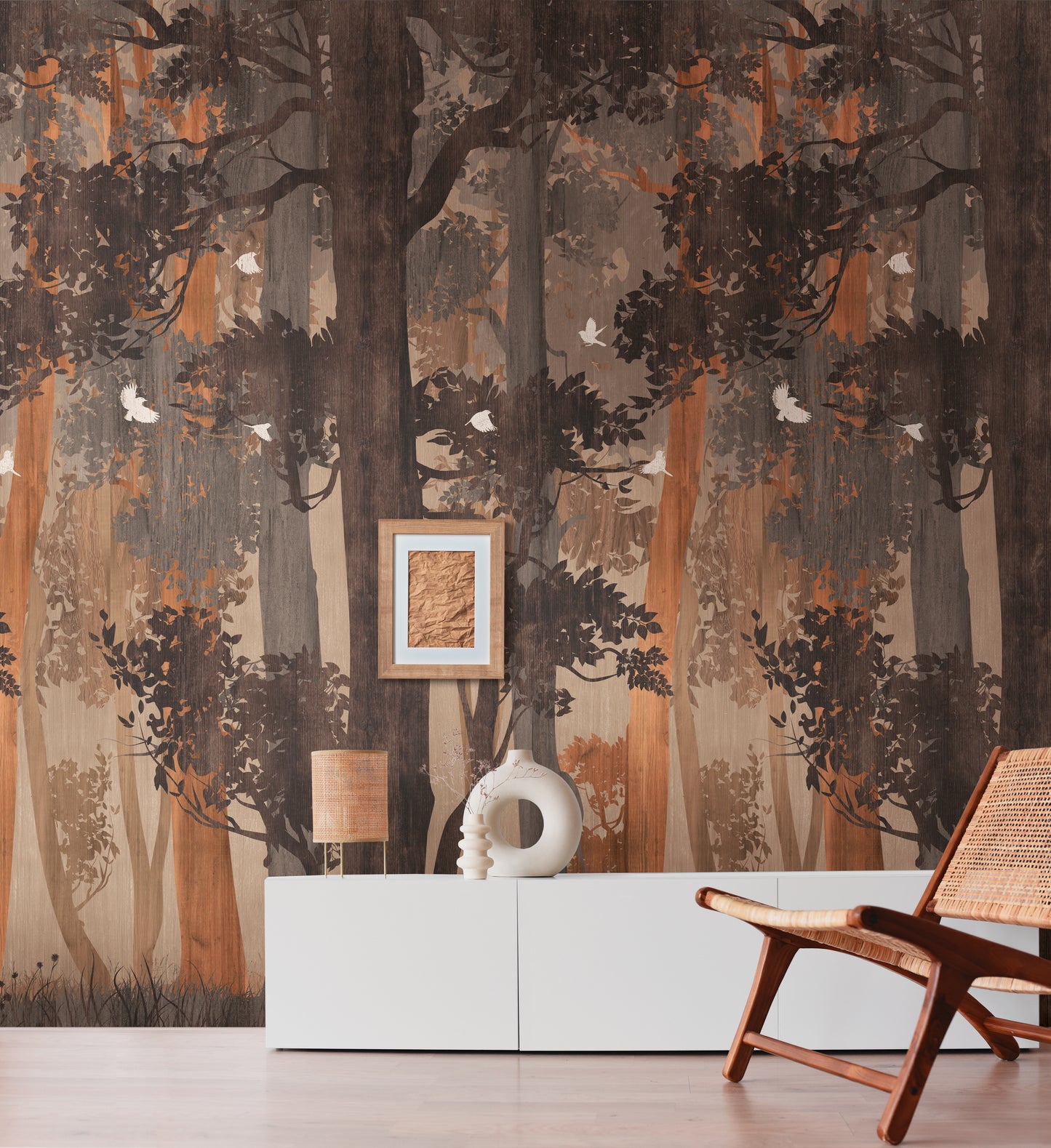 Fototapete Wald Silhouette Vintage – 2,80 m x 1,59 m