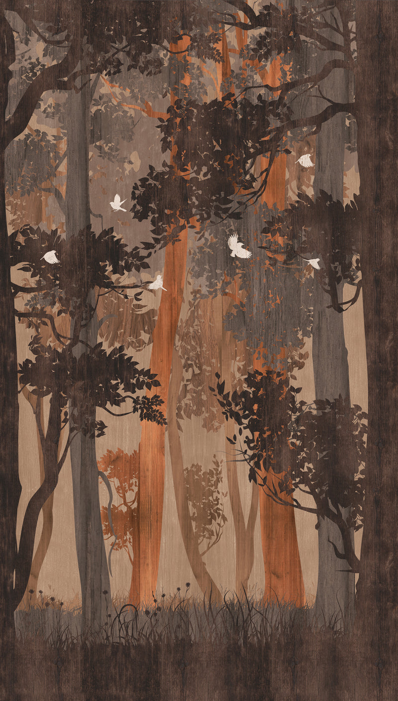 Fototapete Wald Silhouette Vintage – 2,80 m x 1,59 m