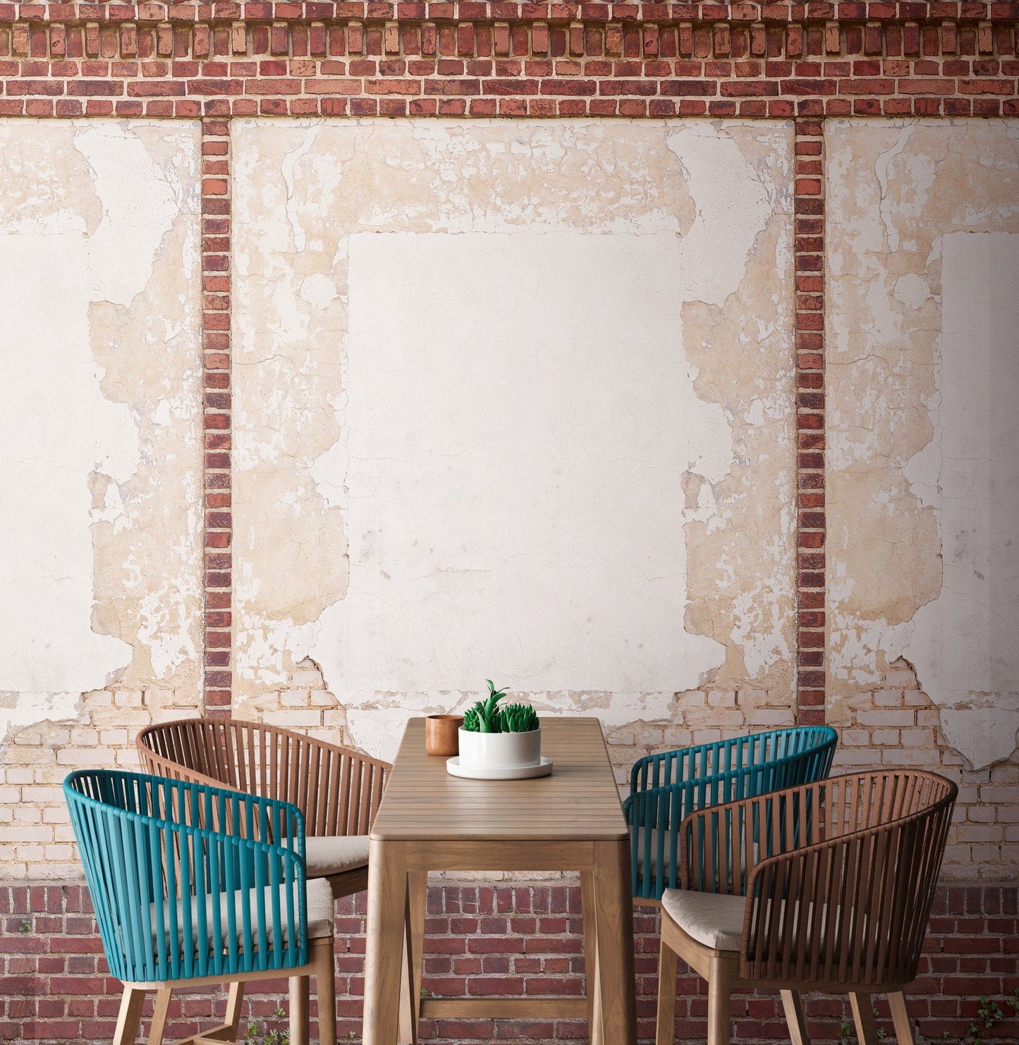 Livingwalls The Wall II Vliestapete Steinoptik Braun Beige Rot Creme 8,8 m x 0,53 m