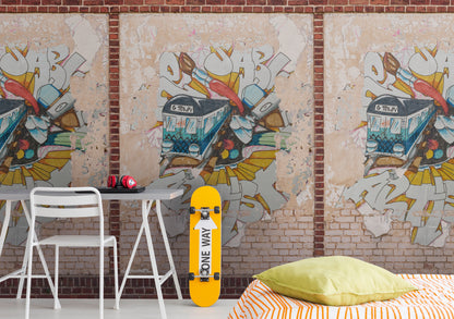 Fototapete Graffiti Backstein - 1,59 m x 2,80 m
