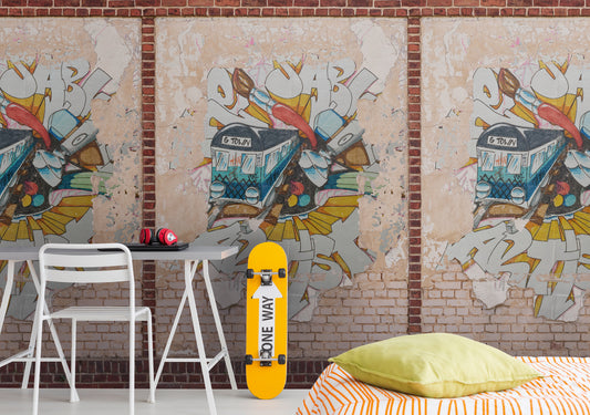 Fototapete Graffiti Backstein - 1,59 m x 2,80 m