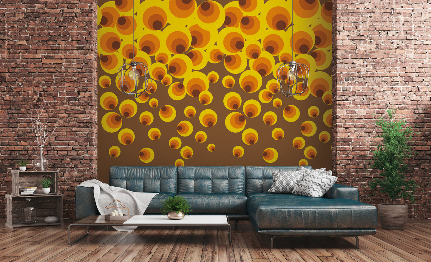Fototapete Retro Kreise 70er – 2,80 m x 1,59 m