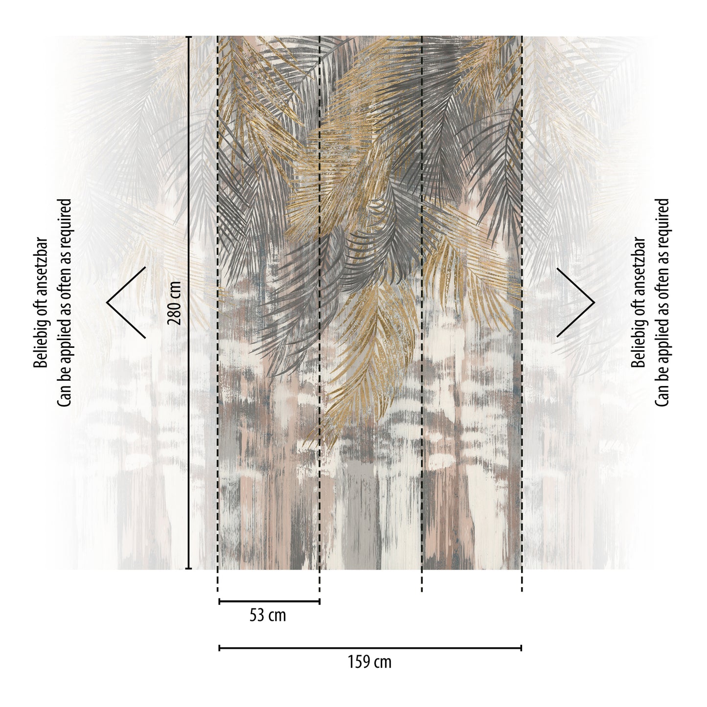 Fototapete Palmenblätter Gold - 1,59 m x 2,80 m