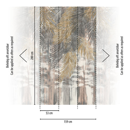 Fototapete Palmenblätter Gold - 1,59 m x 2,80 m