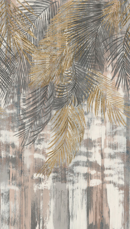 Fototapete Palmenblätter Gold - 1,59 m x 2,80 m