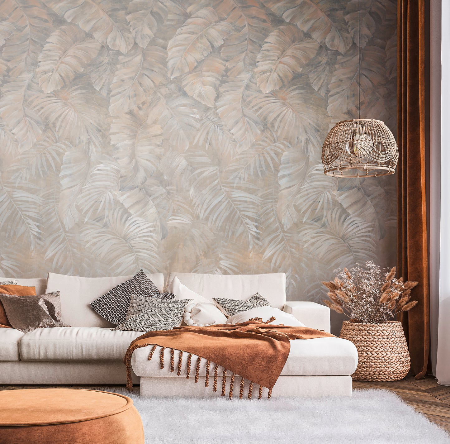 Fototapete Palmenblätter Beige – 2,80 m x 1,59 m