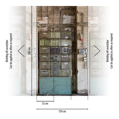 Fototapete Industrieschaltpanel Grau - 1,59 m x 2,80 m