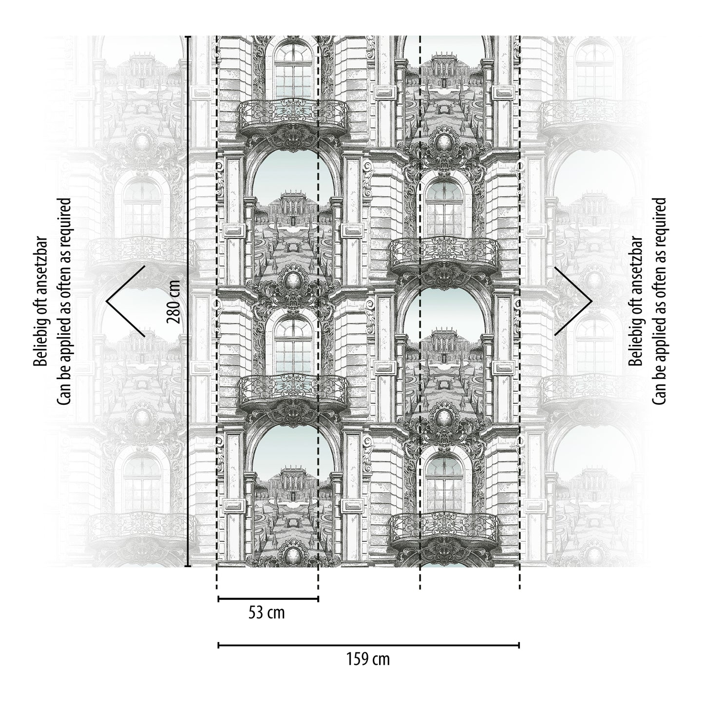 Fototapete Palastfassade Beige - 1,59 m x 2,80 m