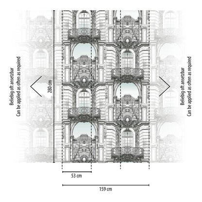 Fototapete Palastfassade Beige - 1,59 m x 2,80 m